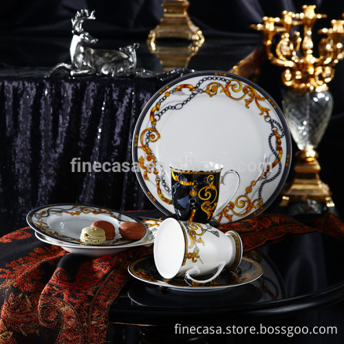 16 Pieces Luxury Fine Bone China Dinner Set of Knight
